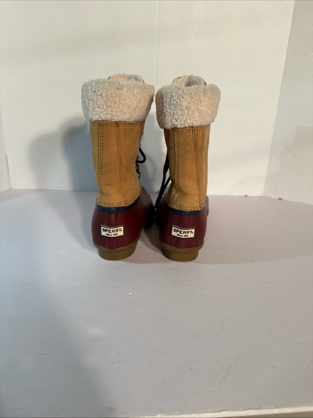 Sperry Woman’s Top-Sider Saltwater Tall Leather Duck Boot Tan US 6.5 Faux Fur - Picture 3 of 9